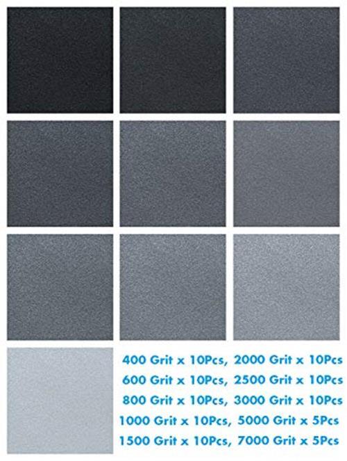 90Pieces Sandpaper Assortment 400 to 3000 5000 7000 Grit Wet Dry Fine Sand