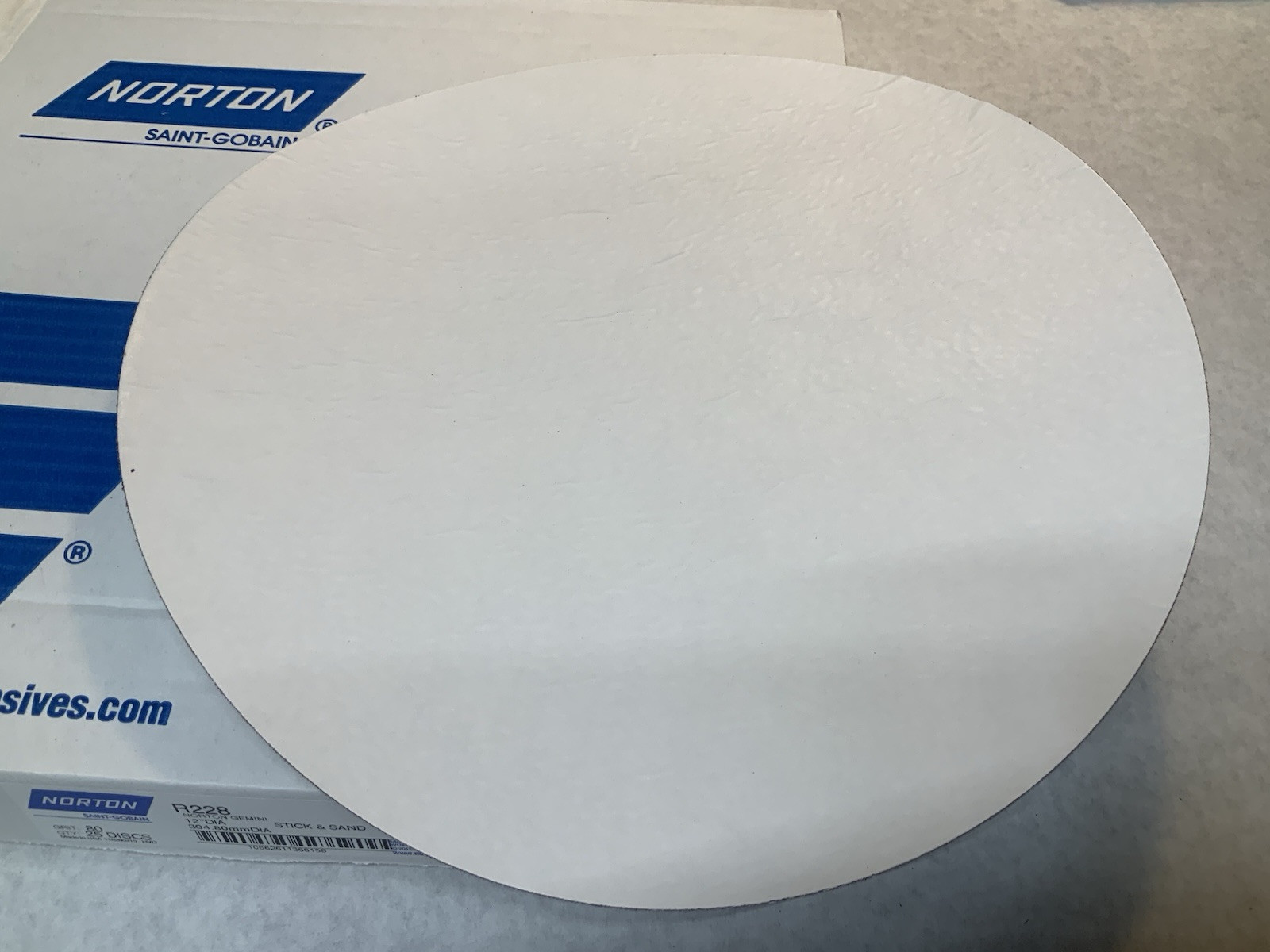 (25) Norton 12” Sanding Disc Cloth PSA Disc 80 Grit R228 AO 25 Count