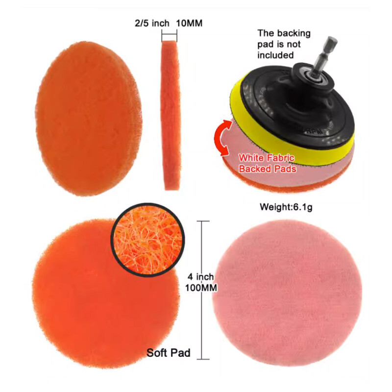 100mm Nylon Fiber Scouring Pads Hook & Loop Abrasive Cleaning Pads 240-3000 Grit