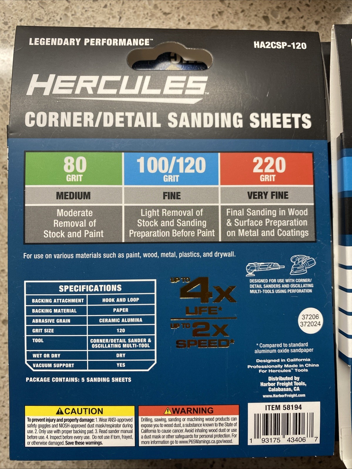 NEW (15 Packs Of 5) Hercules 120 Grit Hook & Loop Corner/Detail Sanding Sheets