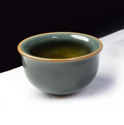 Mini Porcelain Cup Set of 4 Ceramic Small Sample Teacup Chinese Gongfu Green