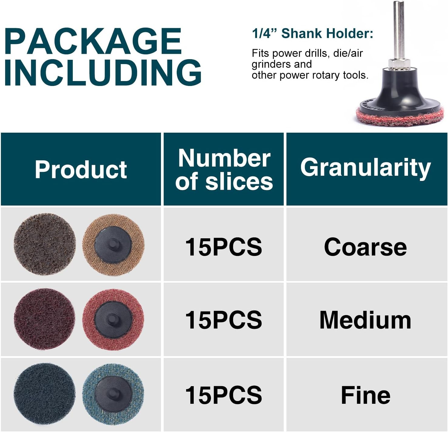 46PCS Sanding Discs 2 Inch Roll Lock Quick Change Discs 1Pcs 1/4” Holder Surfac