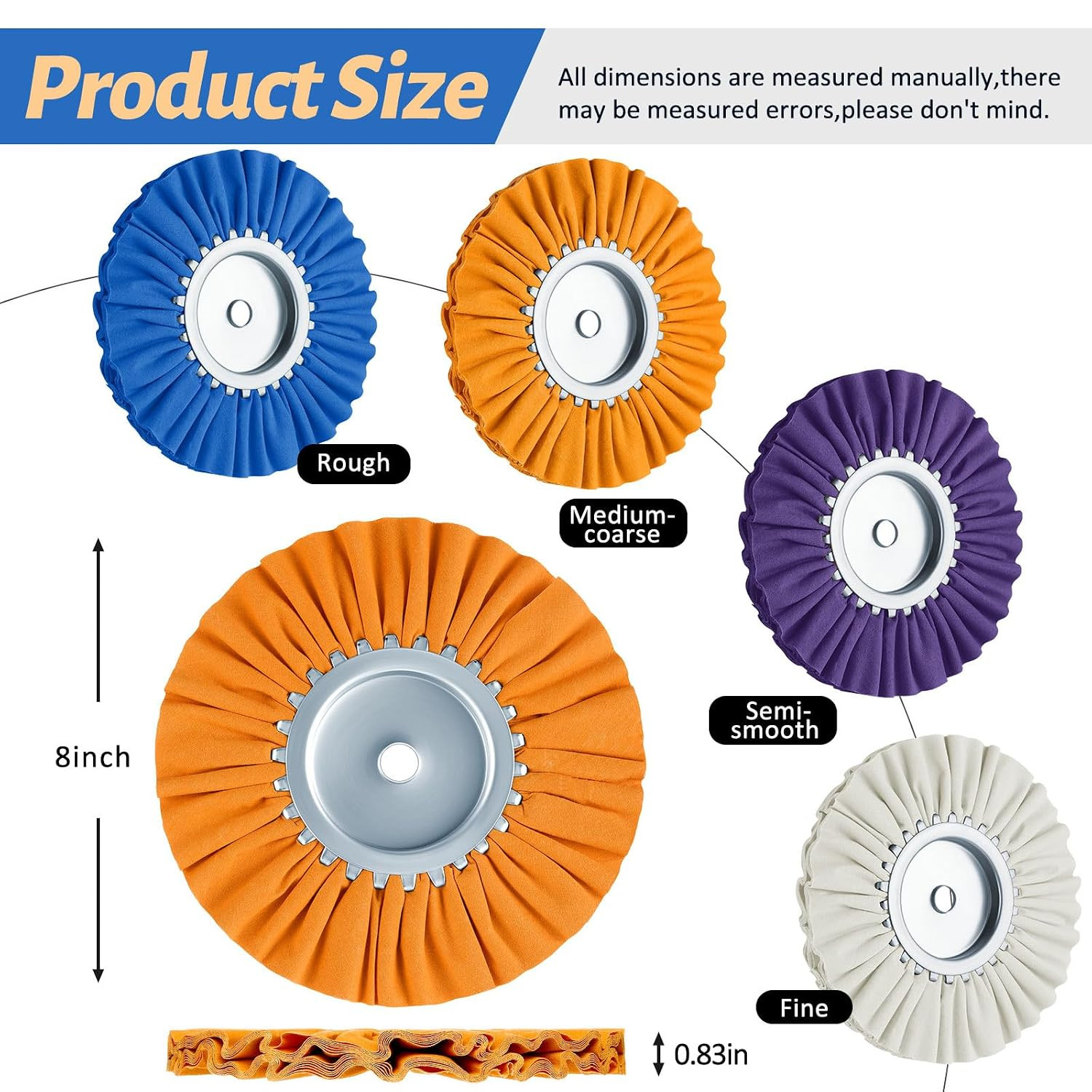 8 Inch Airway Buffing Wheels Aluminum Wheel Polishing Kit in Diameter 5/8 Inch A