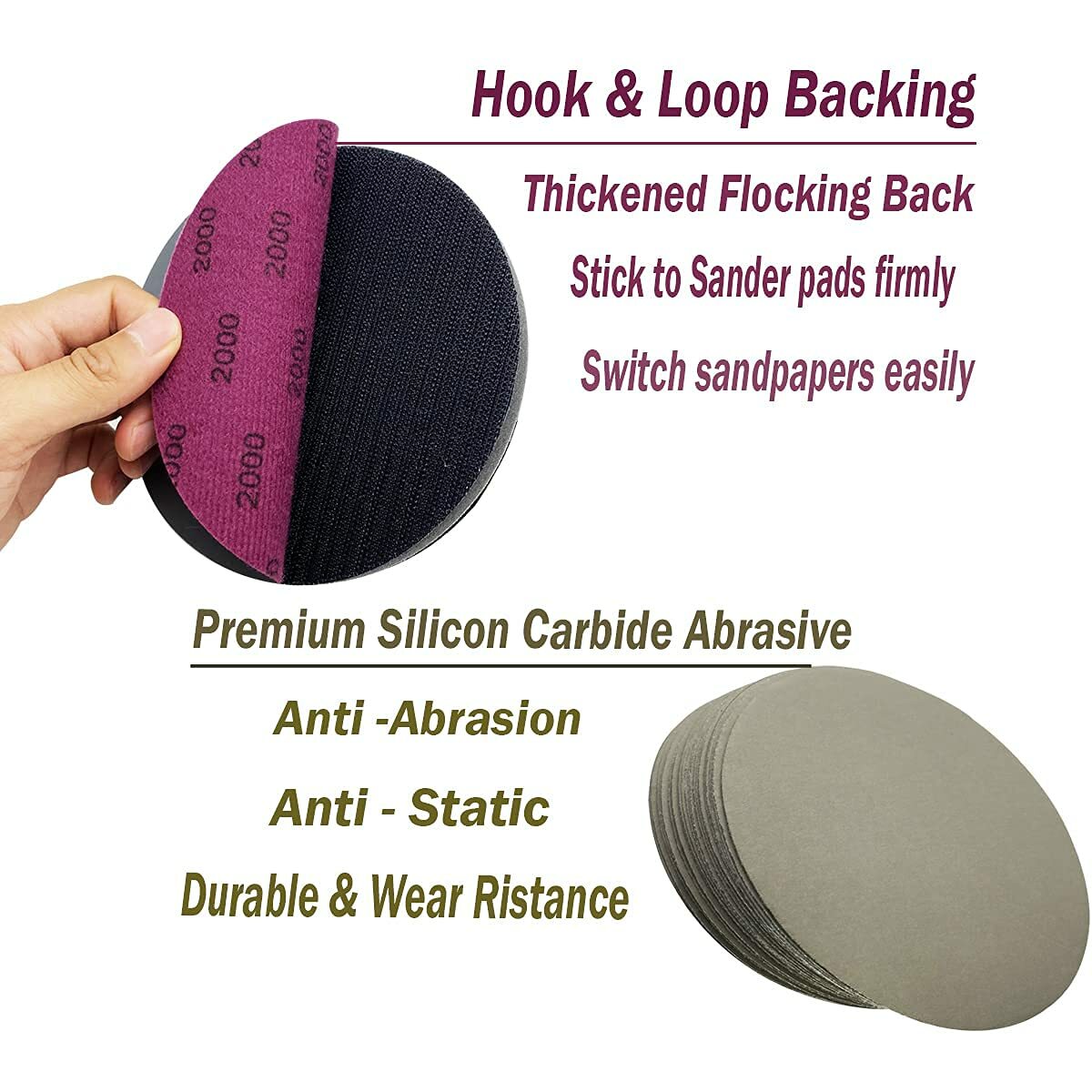 6inch Hook Loop Sanding Discs 600 800 1000 1500 2000 3000 Grit Wet Dry Sandpaper