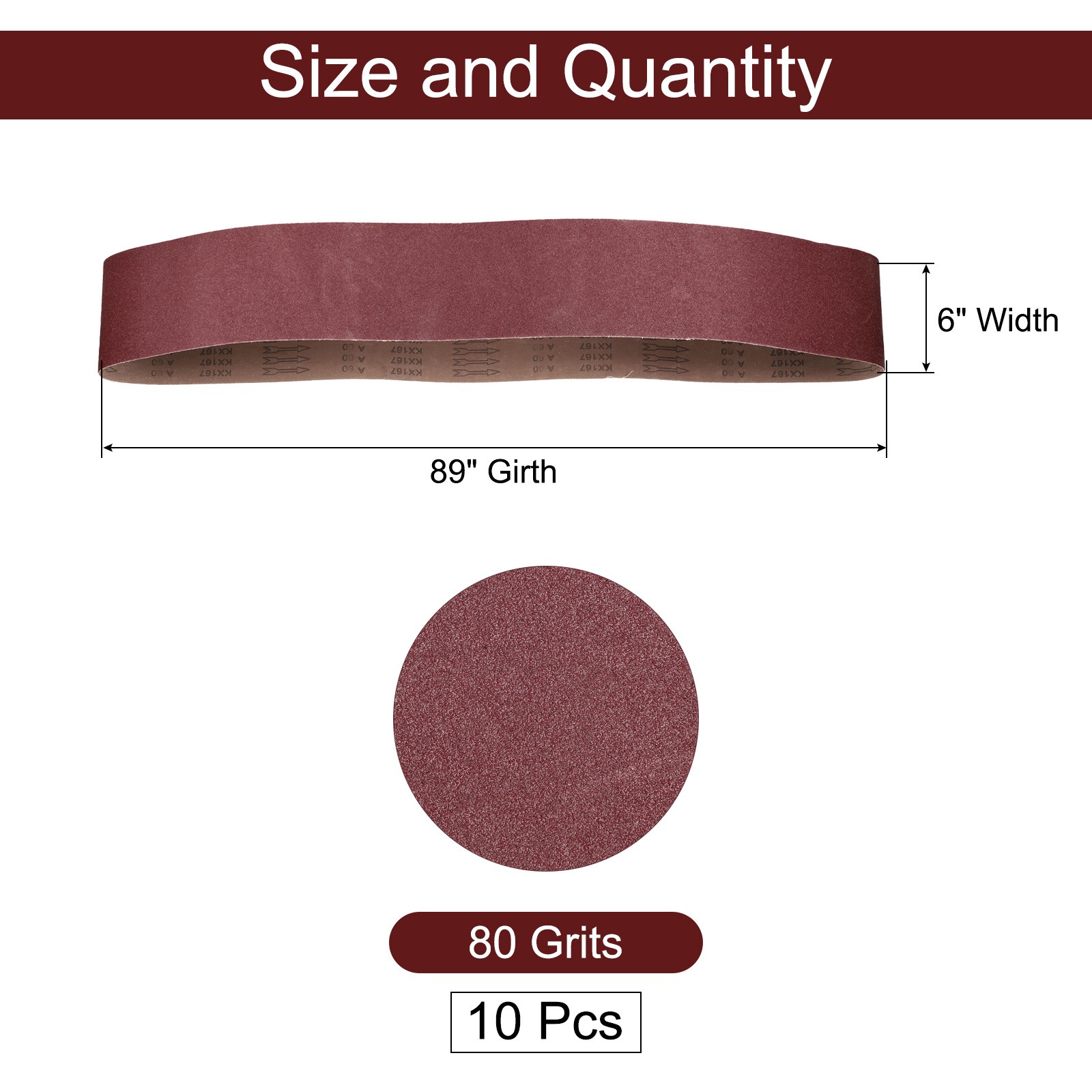 6″ x 89″ Sanding Belts 80 Grits Aluminum Oxide Abrasive Sander Belt,10pcs