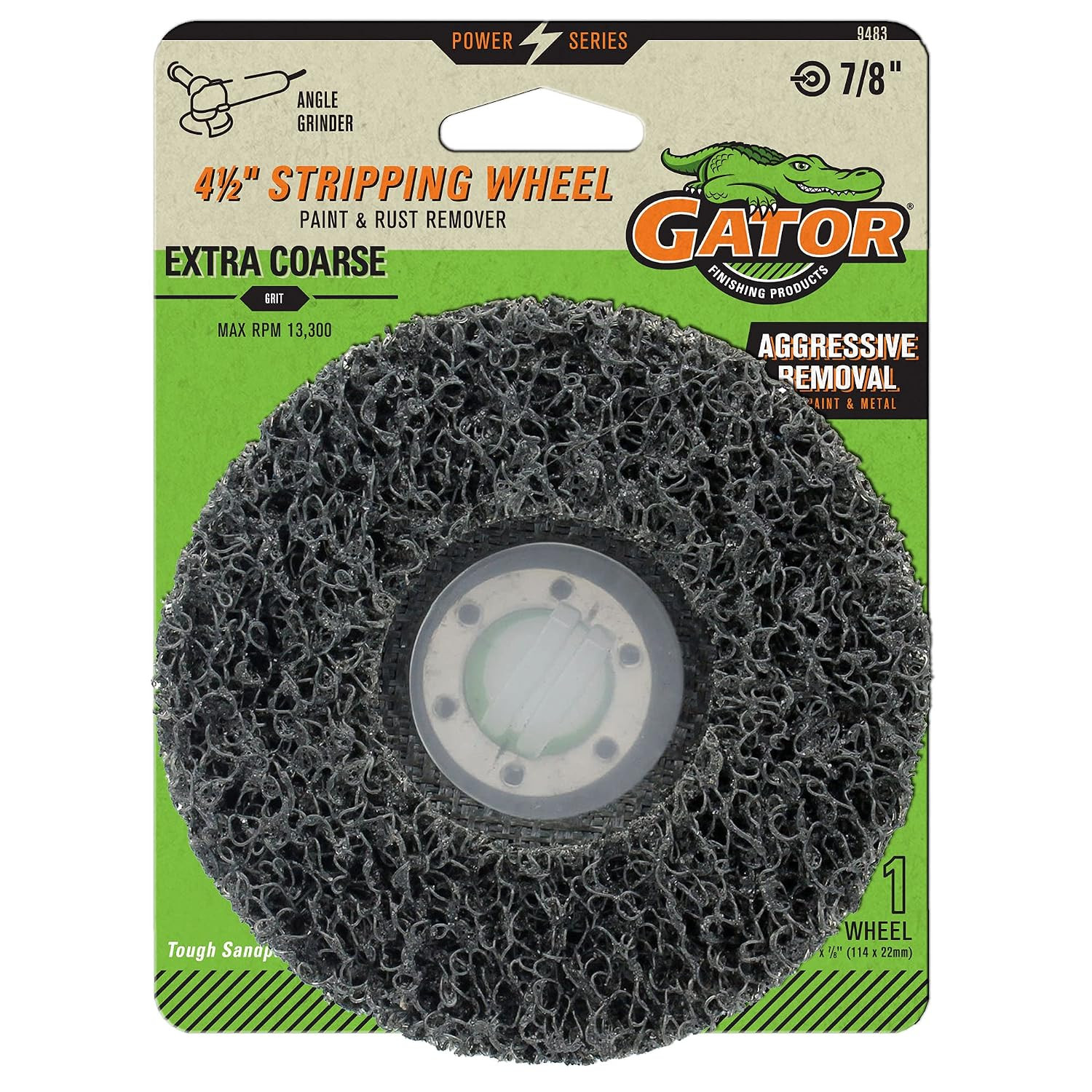 Gator 4-1/2″ X 7/8″ Type 27 Stripping Wheel, Silicone Carbide, Extra Coarse Grit