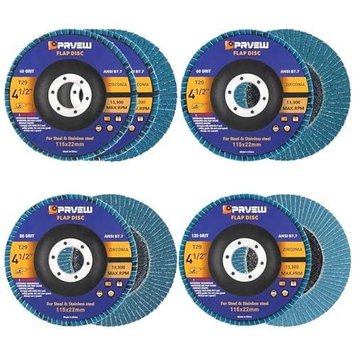 4 1/2″ Flap Discs – 5-Pack – 4.5″ x 7/8″ Premium 40/60/80/120 Grit Assorted