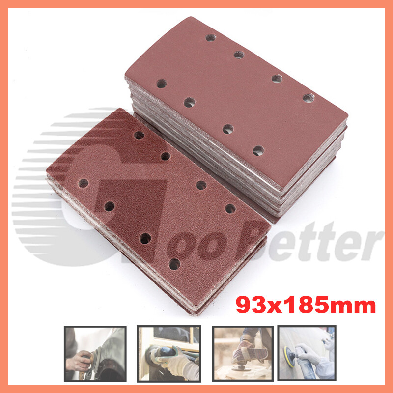 Hook and Loop 1/3 Punched Sanding Sheets 93 x 185mm Sandpaper Pads 40-800 Grit
