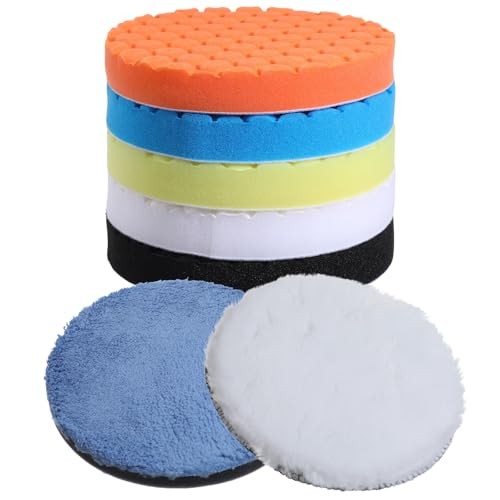 6 Inch Buffing Polishing Pads Kit, 7Pcs 150mm Car Polishing Pads with Wool and