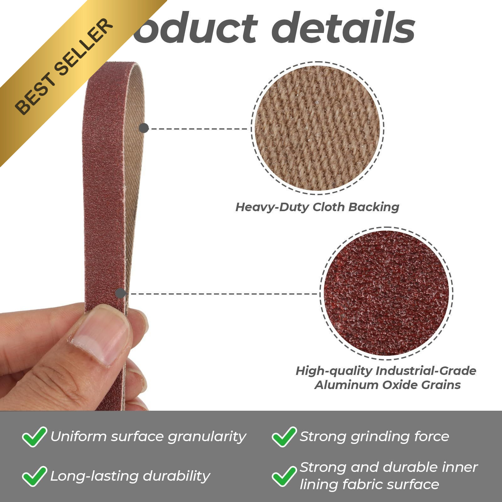 1/2 x 18 Inch Sanding Belts 20 Pack 60 80 120 180 240 Grit Aluminum Oxide