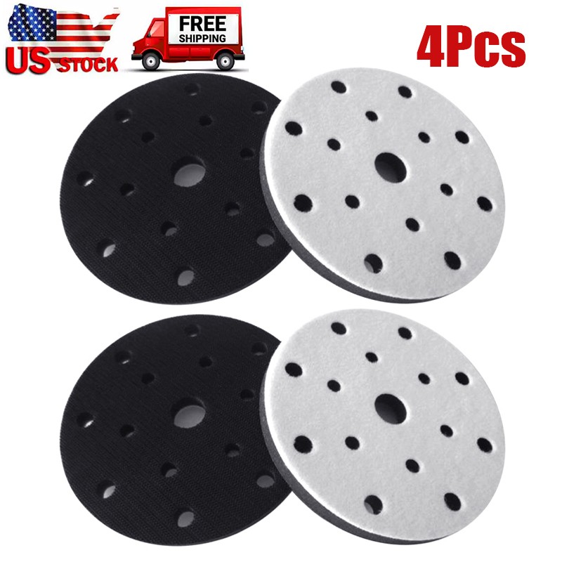 4Pcs 6″ Hook & Loop Soft Sponge Sanding Disc Backing Pad Interface Pads 15-Holes