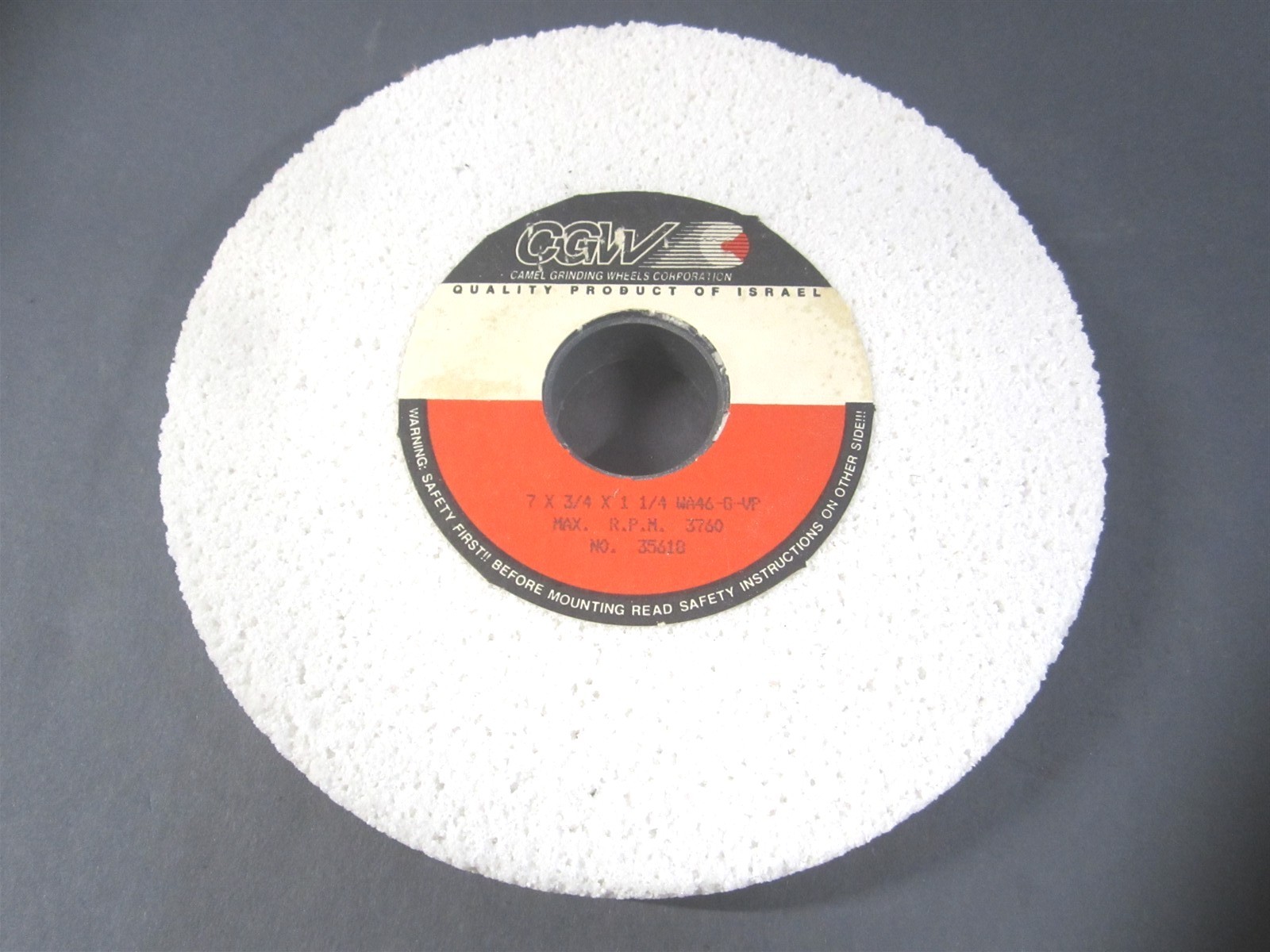 CGW (35610) 7″ x 3/4″ x 1-1/4″ WA46-GVP Surface Stone Grinding Wheel