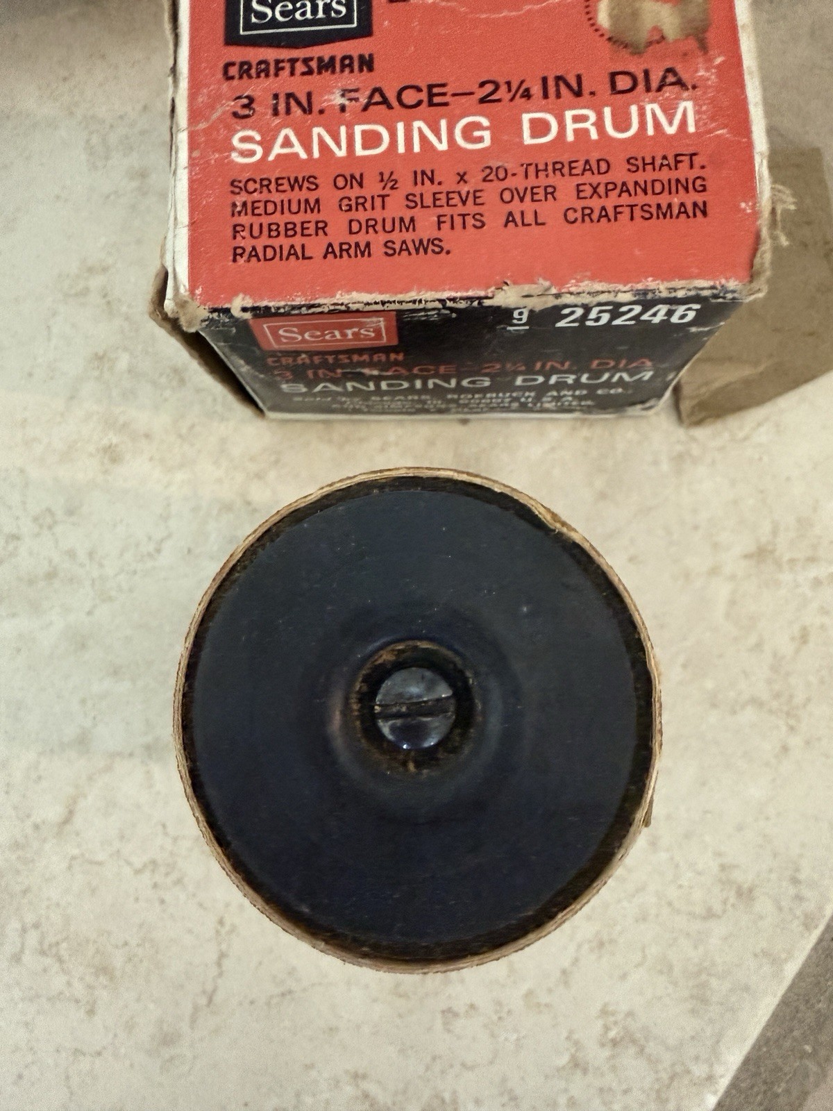 Sears Craftsman 3 in. Face 2-1/4 in. Dia. Sanding Drum # 9-25246 With Box