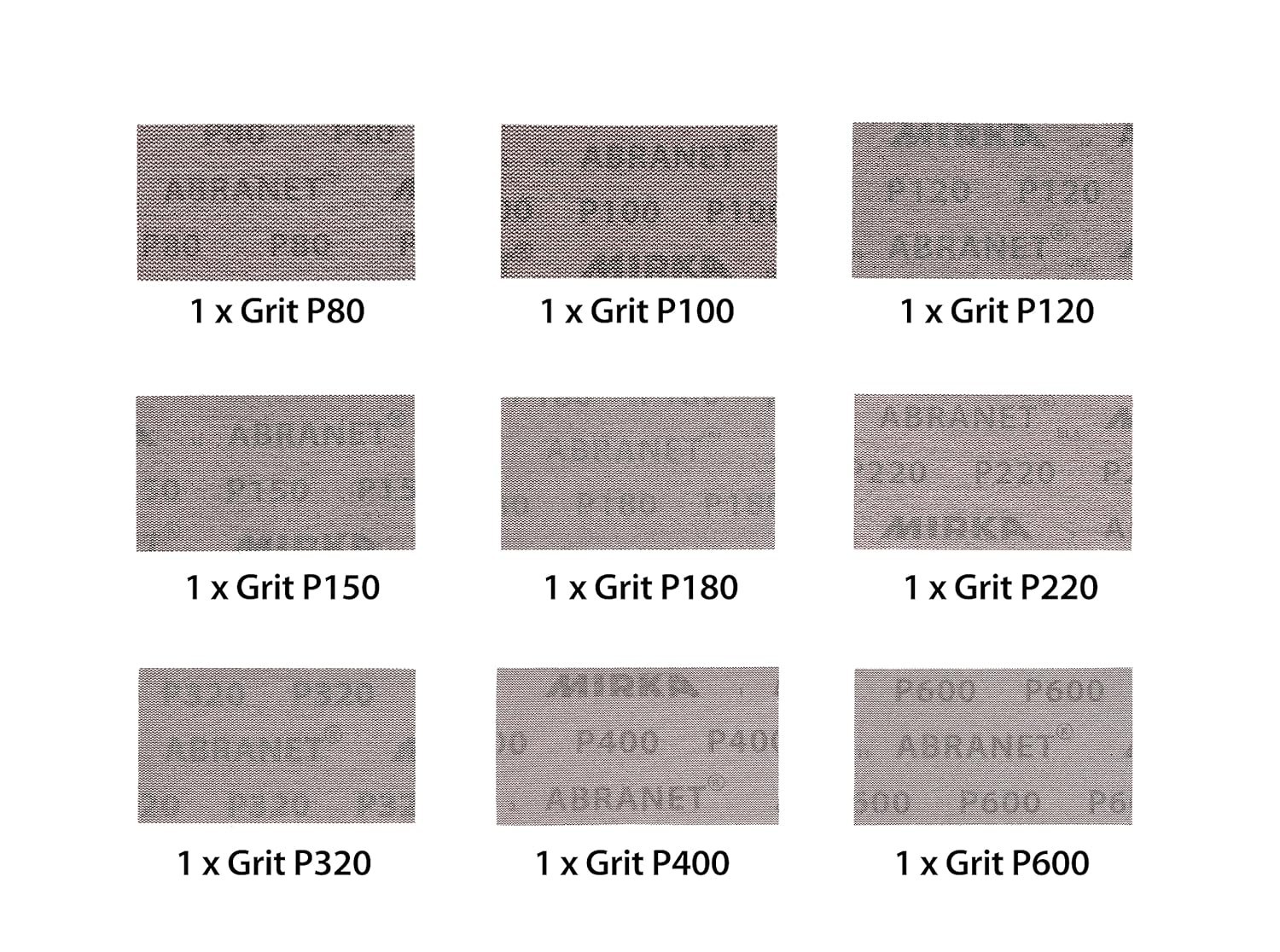 Durable 9-Pack Abranet Sanding Sheets – Versatile Grit Range for Wood & Plastic