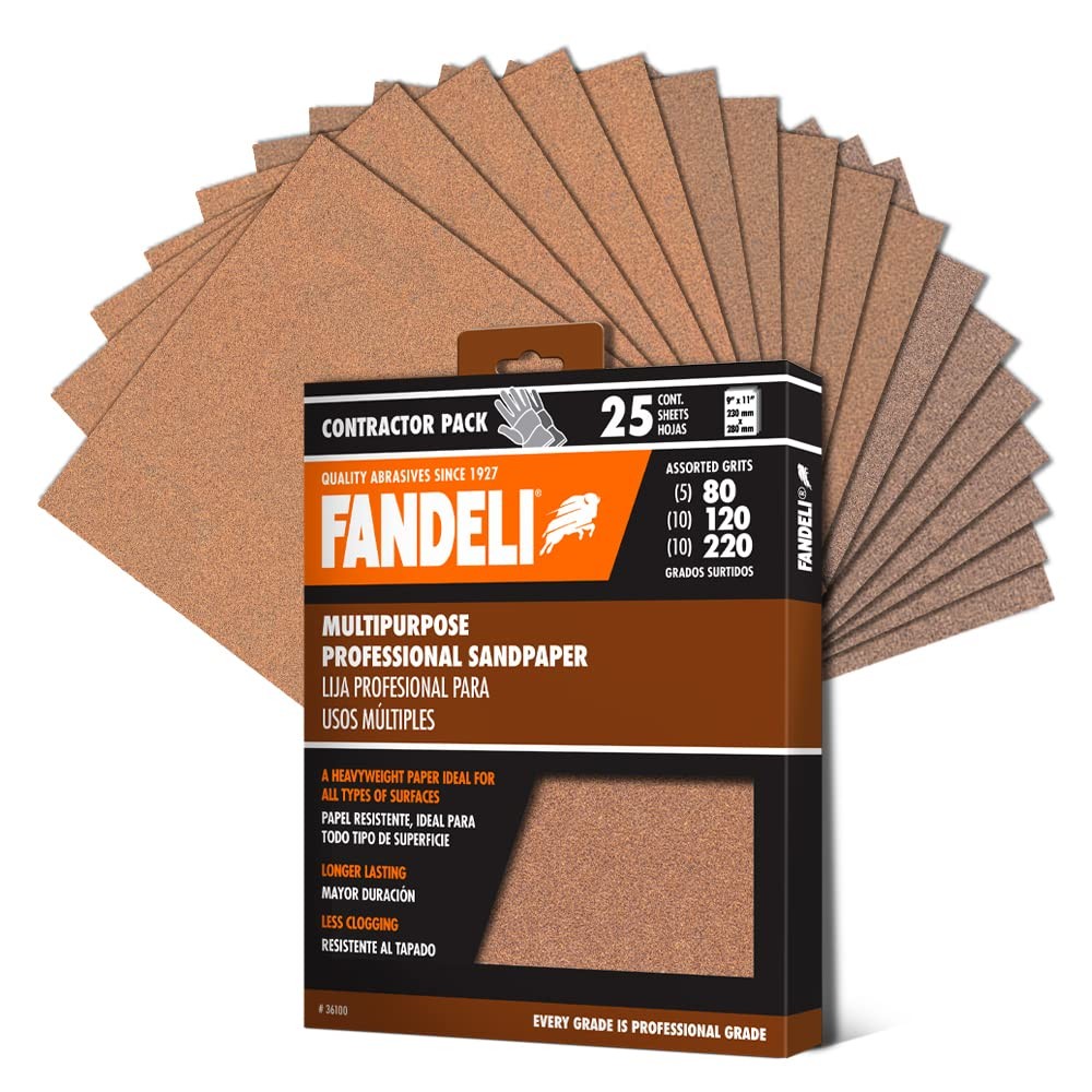 Multi-Purpose Sanding Paper Assorted Grits 80,120,220 25 Sheets 9” x 11”