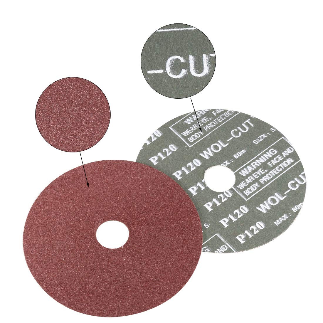 uxcell 5-Inch x 7/8-Inch Aluminum Oxide Resin Fiber Discs, Center 120 Grit