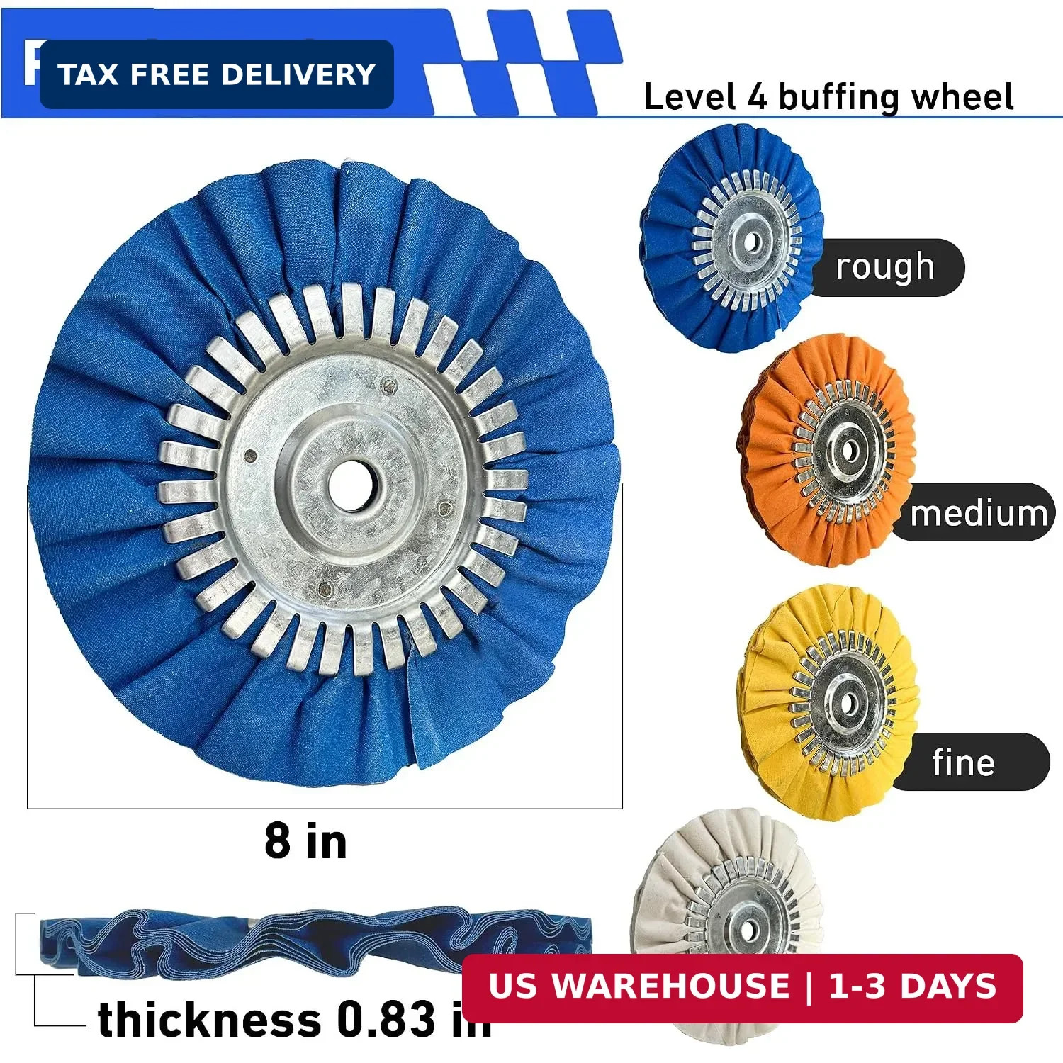 8″ Airway Buffing Wheel Kit – 9Pcs Aluminum Metal Polishing Set with 5/8″ Arbor