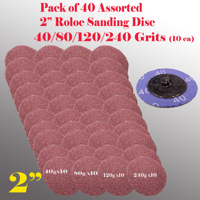 40x Mix 40/80/120/240 Grits 2″ Roloc Type R Sanding Abrasive Disc Roll Lock g