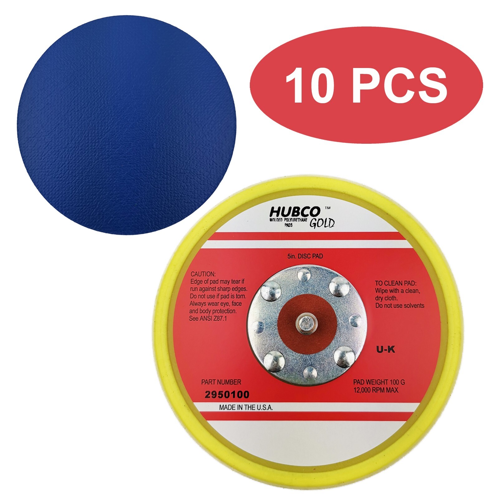 5” Vinyl Face PSA Sanding Backing Pad 24 Thread Mounts For DA Sanders (10 PCS)
