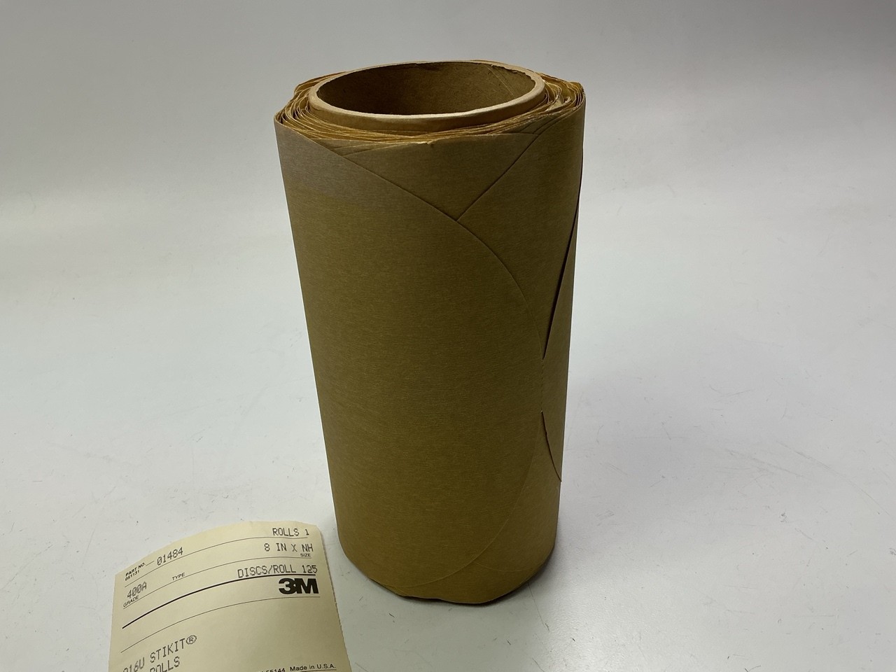 3M 01484 Stikit 216U Gold 8″ P400 Grit Abrasive Sanding Disc Roll, 125 Discs