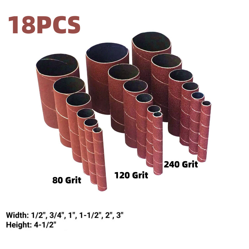 4-1/2″ Oscillating Sander Spindle Sanding Drum Sleeves Paper Set 80 120 240 Grit