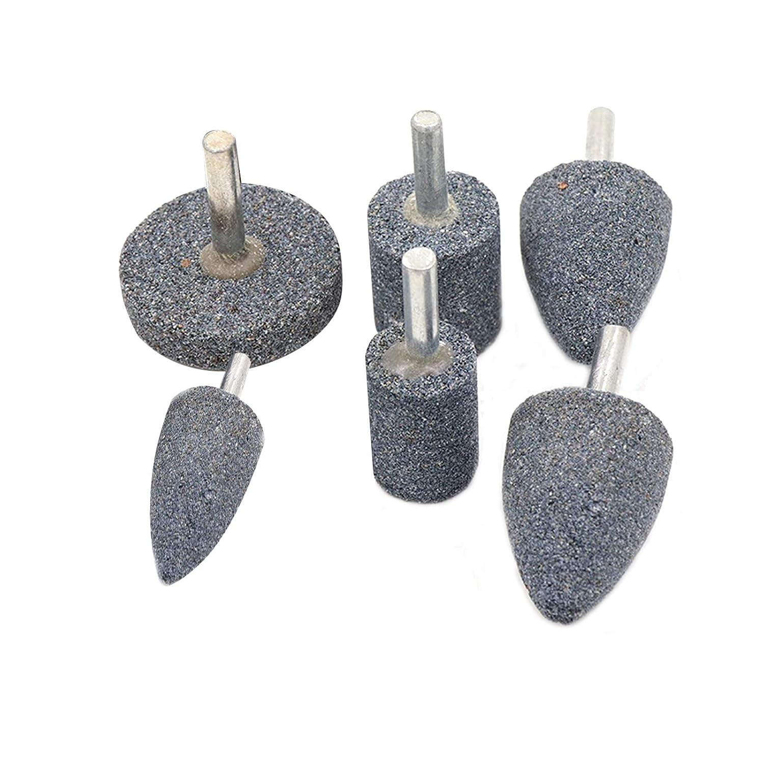 6 Pack 3 Shapes Abrasive Grinding Stone Mounted Grinding Bits 1/4 Inch Shank