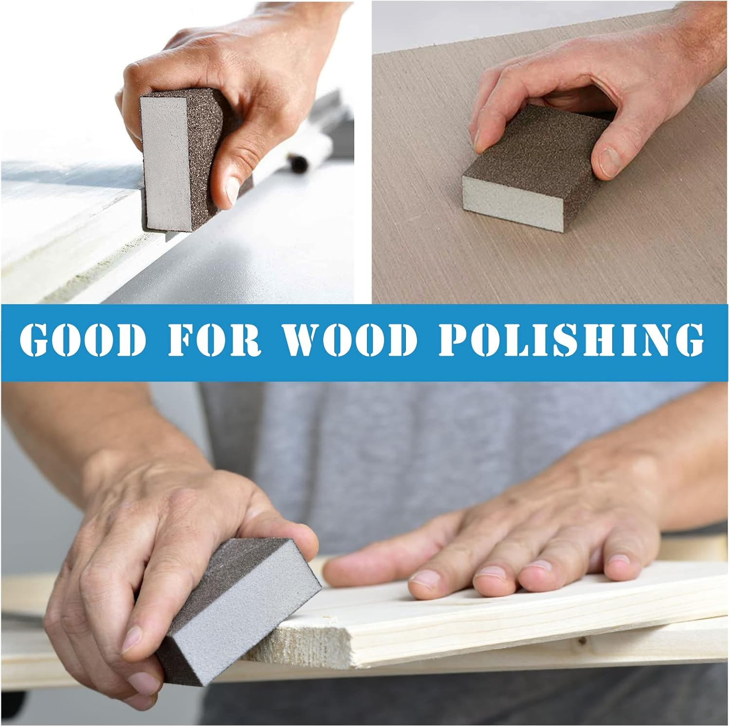 16Pcs 220 Grit Sanding Blocks, Sanding Sponge Washable and Reusable, Wet Dry Sa