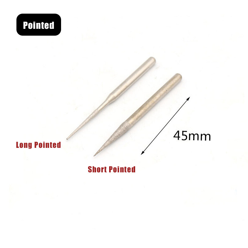 3mm Shank Brazed Diamond Grinding Head Burr Bit Polishing Carving Rotary Tool