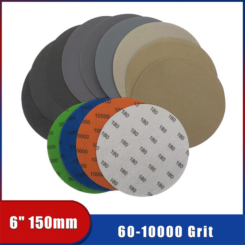 6″ 150mm Round Sandpaper Sheet Wet And Dry Sanding Discs Polishing 60-10000 Grit