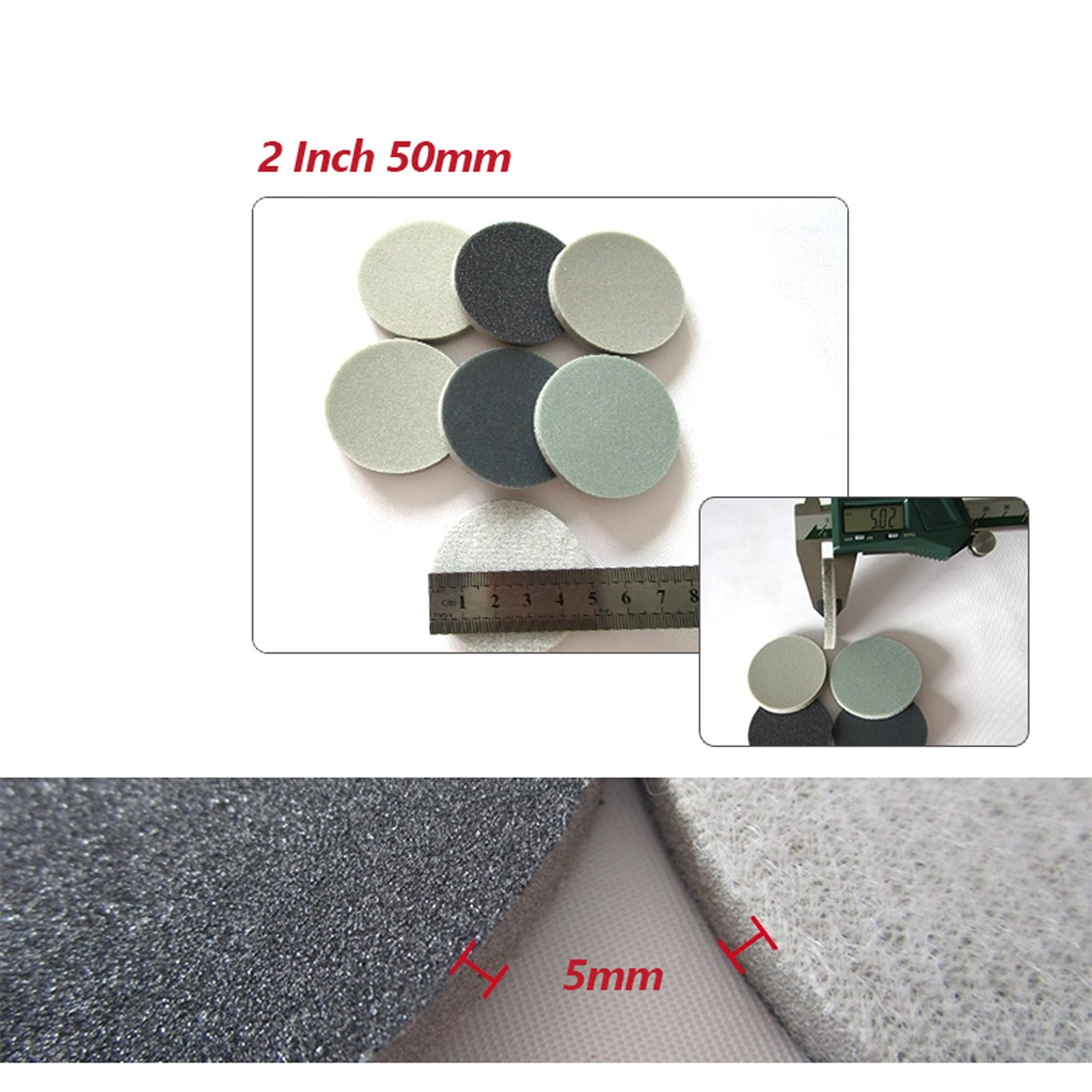 2″ – 50mm Foam Sponge Sanding Disc Wet and Dry Sandpaper Hook & Loop For Polish