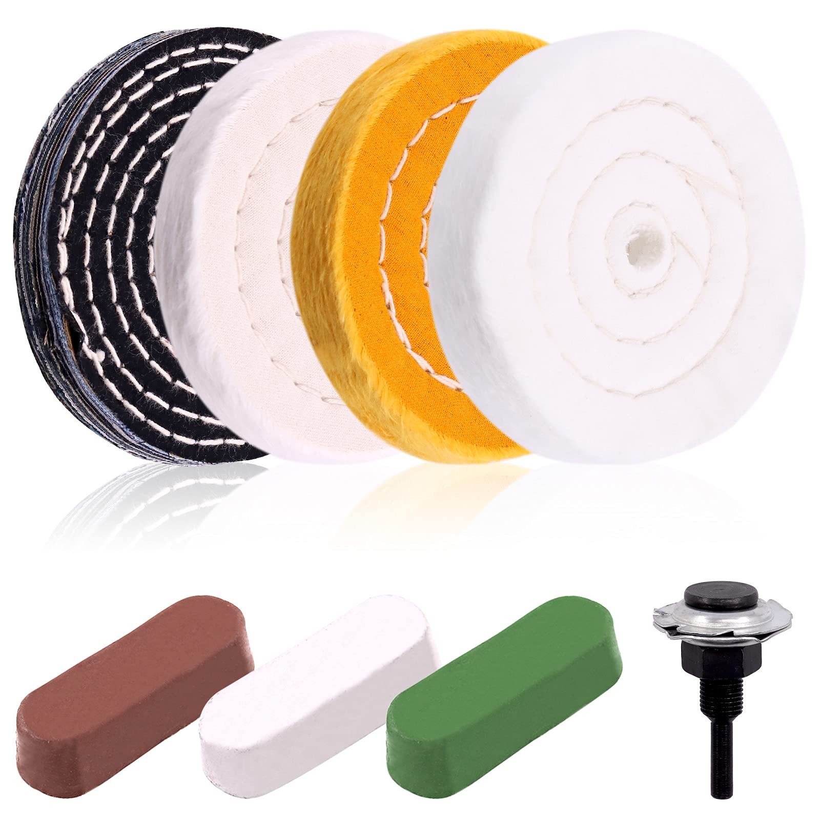 8 Pcs 4 Inches Buffing Polishing Wheel Kit 3 pcs Polish Compound, Soft/Fine/Medi