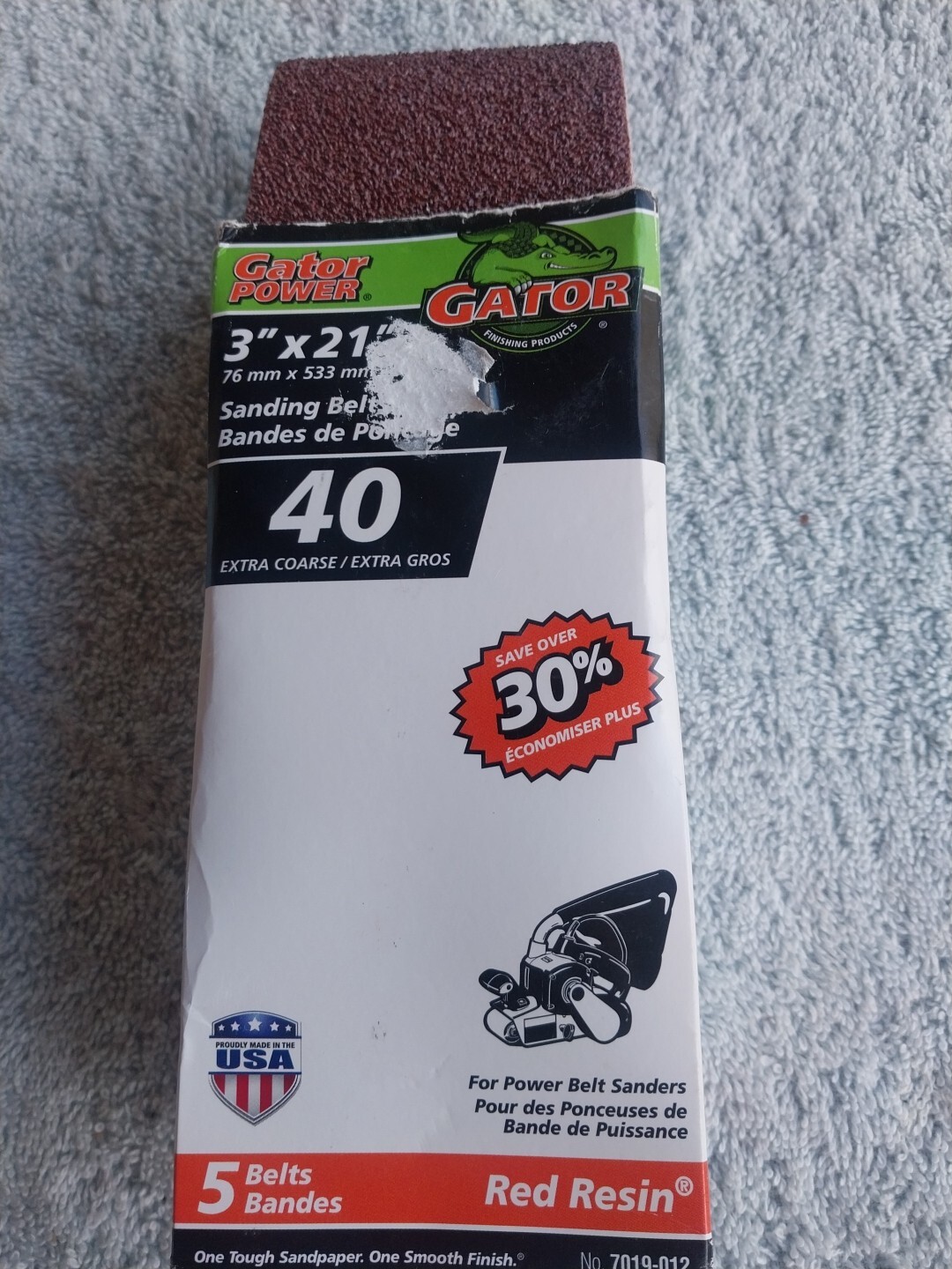 Gator 5-Pack 3-in W x 21-in L 40-Grit Commercial Sanding Belt Sandpaper NEW