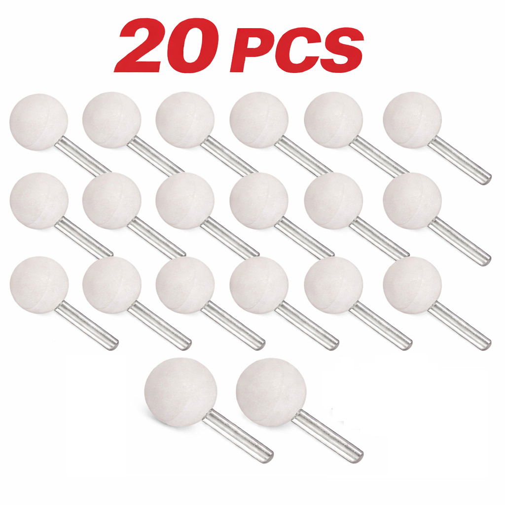 20PCS 25mm Ball Shape Abrasive Mounted Stone Grinding Wheel 1/4″ Shank