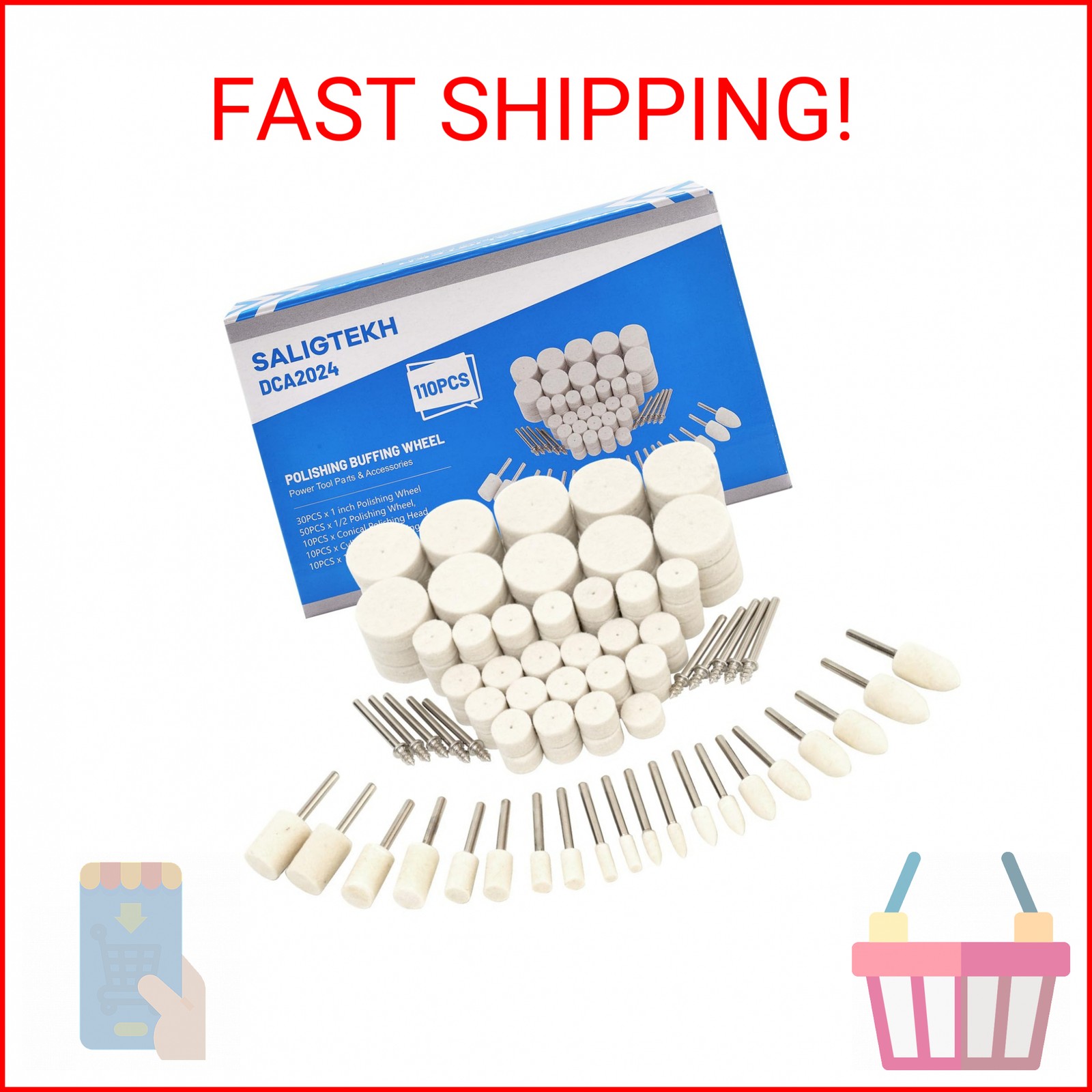 Polishing Buffing Wheel for Rotary Tool, 110PCS Wool Felt Wheel Accessories,Poli