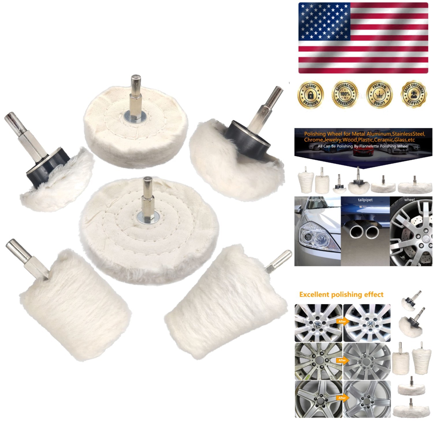 Complete 6 Pcs Buffing Wheel Set for Electric Drills – Ultimate Polishing Tools