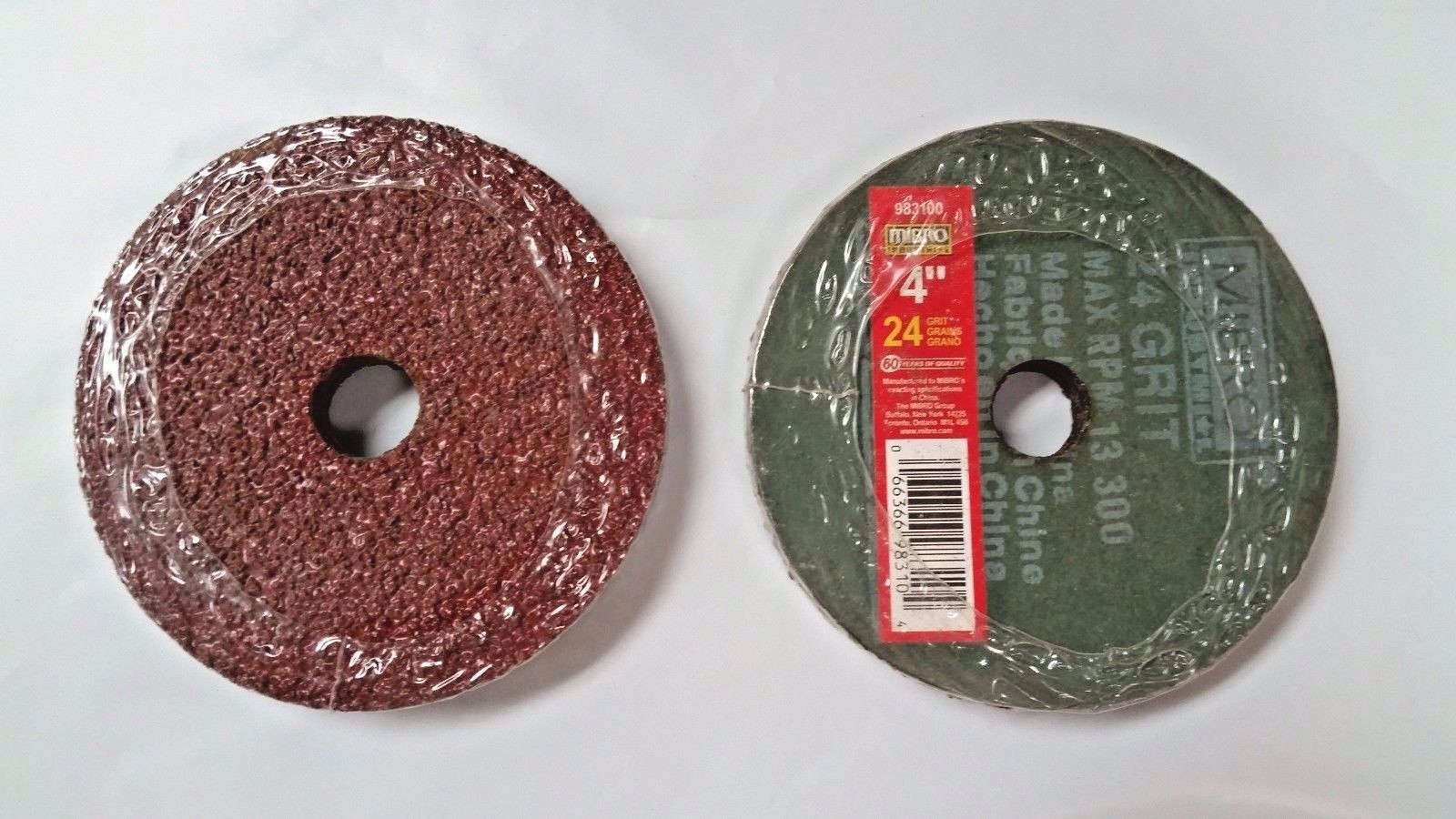 4″ x 5/8″ Fiber Resin Sanding Disc Aluminum Oxide 24 Grit, Mibro, 5 Discs