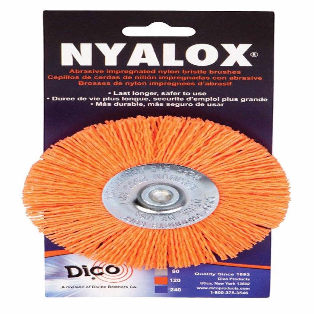 Dico 541-778-4 Orange Nylon Twisted Wheel Brush for Hard Metal 4 in.