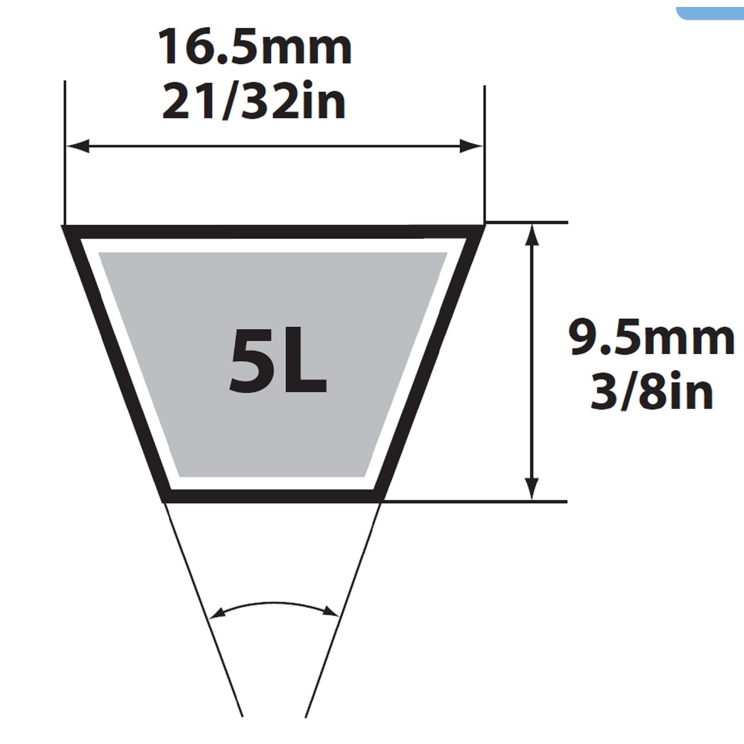 Mitsuboshi 5L560A Black V-Belt 56 L x 0.63 W in. for Fractional Horsepower Motor