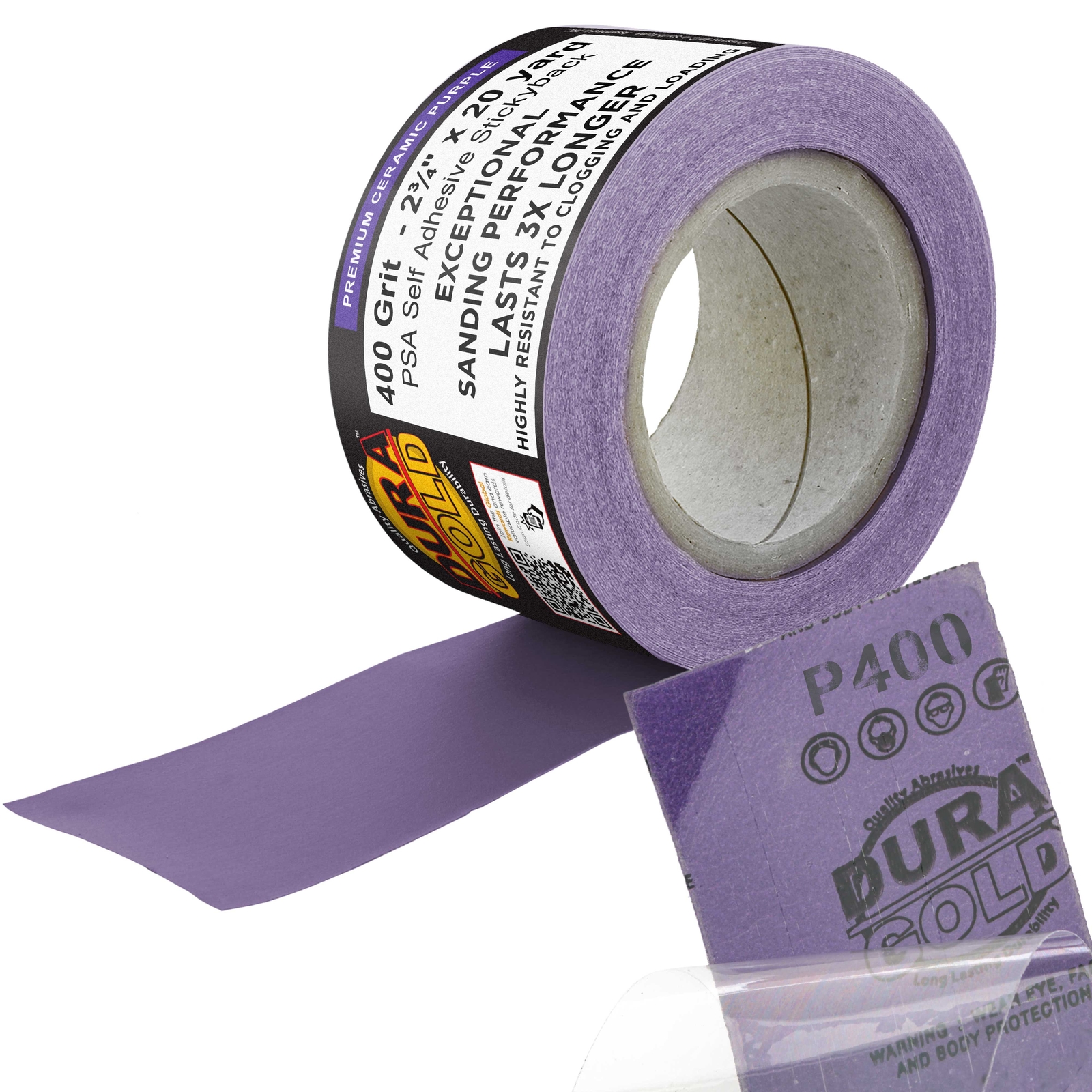 400 Grit Purple Ceramic 2.75″ x 20 Yard Roll Self Adhesive Longboard Sandpaper