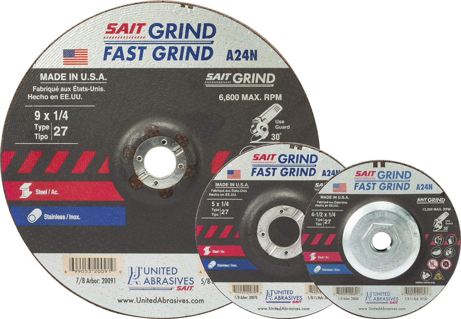 United Abrasives-SAIT 20078 A24N Fast Grinding Wheel 6″ x 1/4″ x 7/8″ Type 27, 2