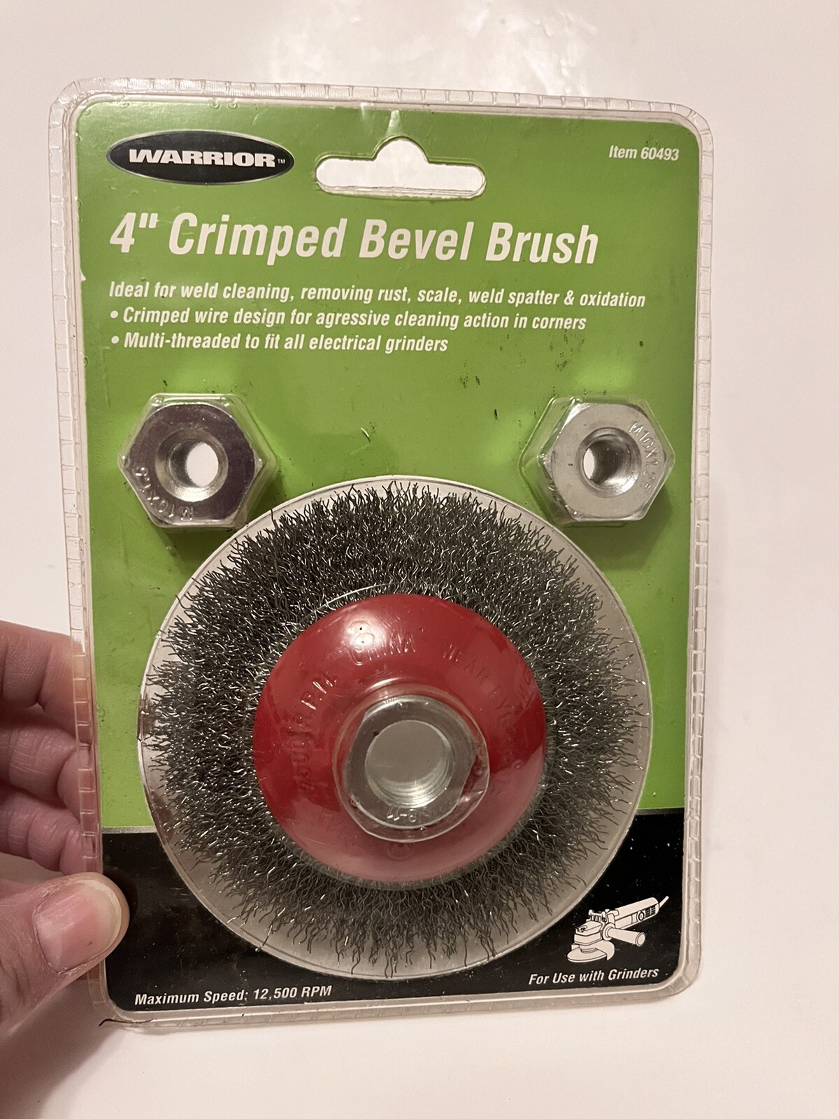 NEW 4″ CRIMPED BEVEL BRUSH For Use with Grinders WARRIOR #60493 MULTI THREAD