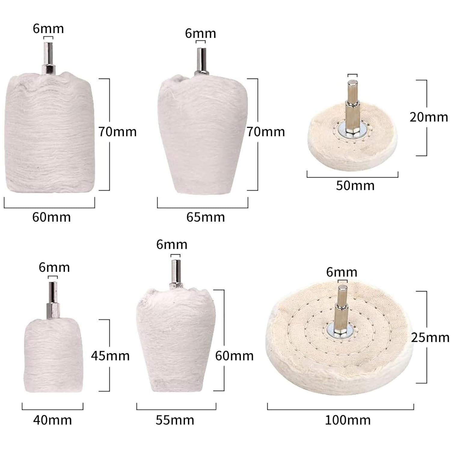 Professional Polishing Wheels for Drill – 11 Piece Cotton Buffing Set