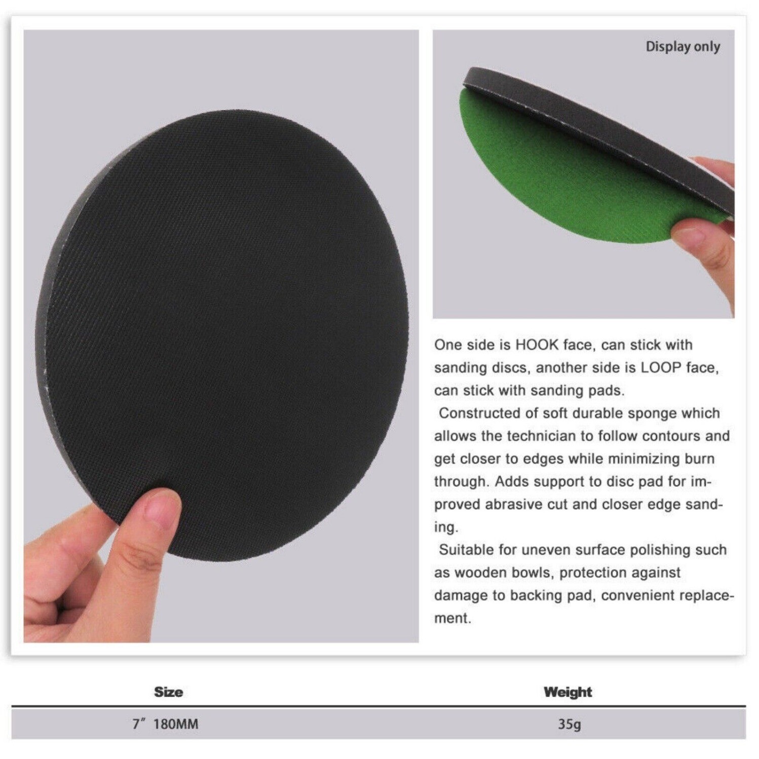 7″ 180mm x 10mm Thick Hook & Loop Soft Foam Interface Pad Backing Pads Polishing