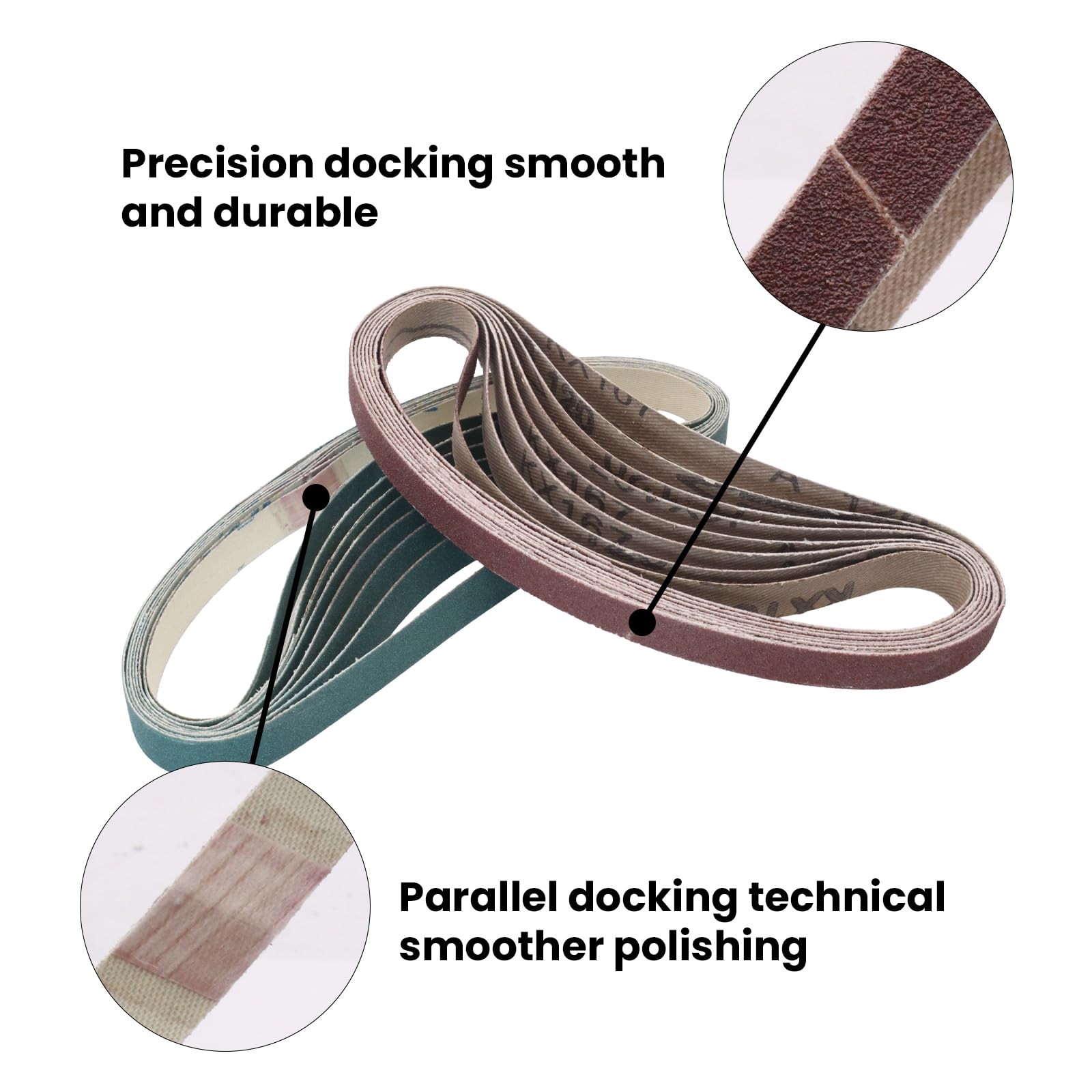 Funghwang 40PCS 1/2 x 18 inch Sanding Belt Kit Each of 36 60 80 120 240 Grits…