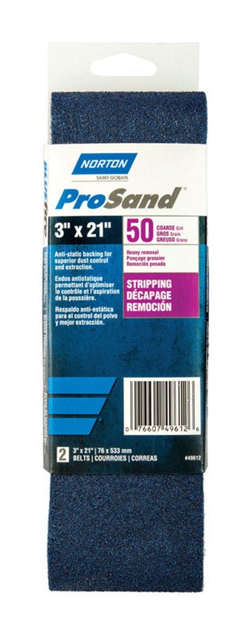 Norton 07660702227 Zirconia Alumina 50-Grit Sanding Belt 21 L x 3 W in.