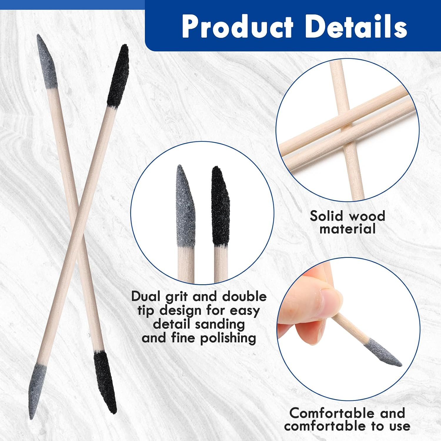 60 Pcs Sanding Sticks Double End, 150/280 Grit 5.4 x 0.2 Inch Fine Detailing Po