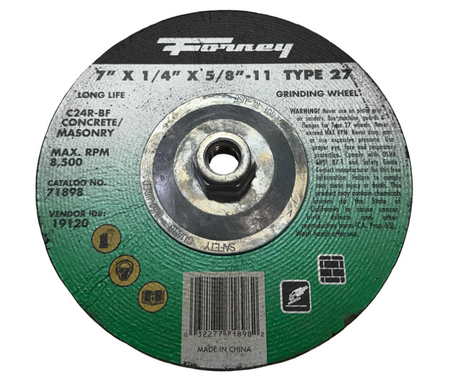 Forney 7″ x 1/4″ x 5/8-11 Concrete/Masonry Grinding Wheel C24R-BF