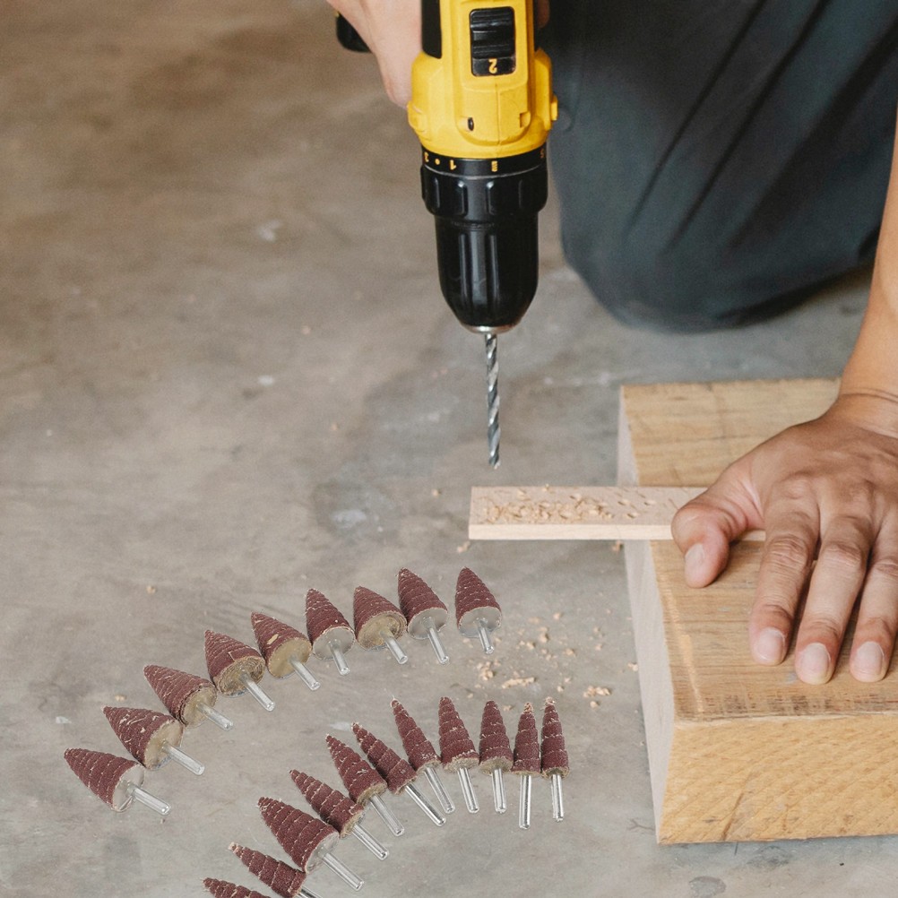 20Pcs Sandpaper Abrasive Flap Wheels Cone Shape Grinding Heads with Handle