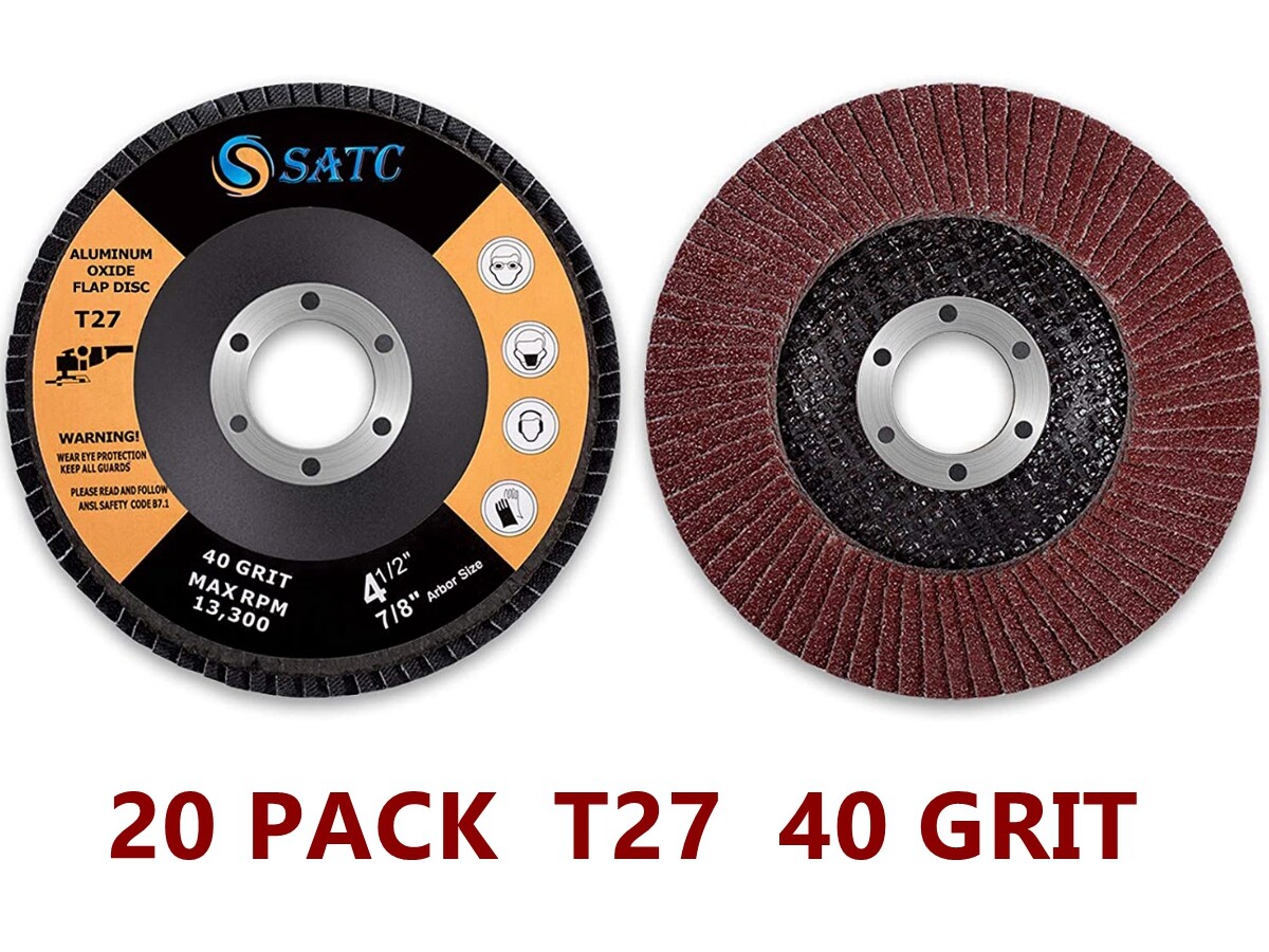 20PC 4.5×7/8″ 4-1/2″ Flap Disc 40 Grit T27 Angle Grinder Sanding Grinding Wheels