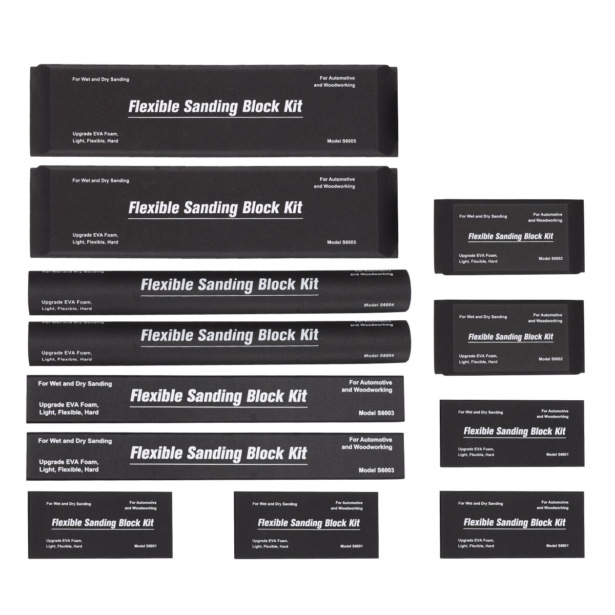 12PCS Sanding Block Kit Flexible EVA Foam Wet or Dry for Automotive or Woodwork